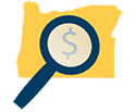 magnifying glass over state of Oregon