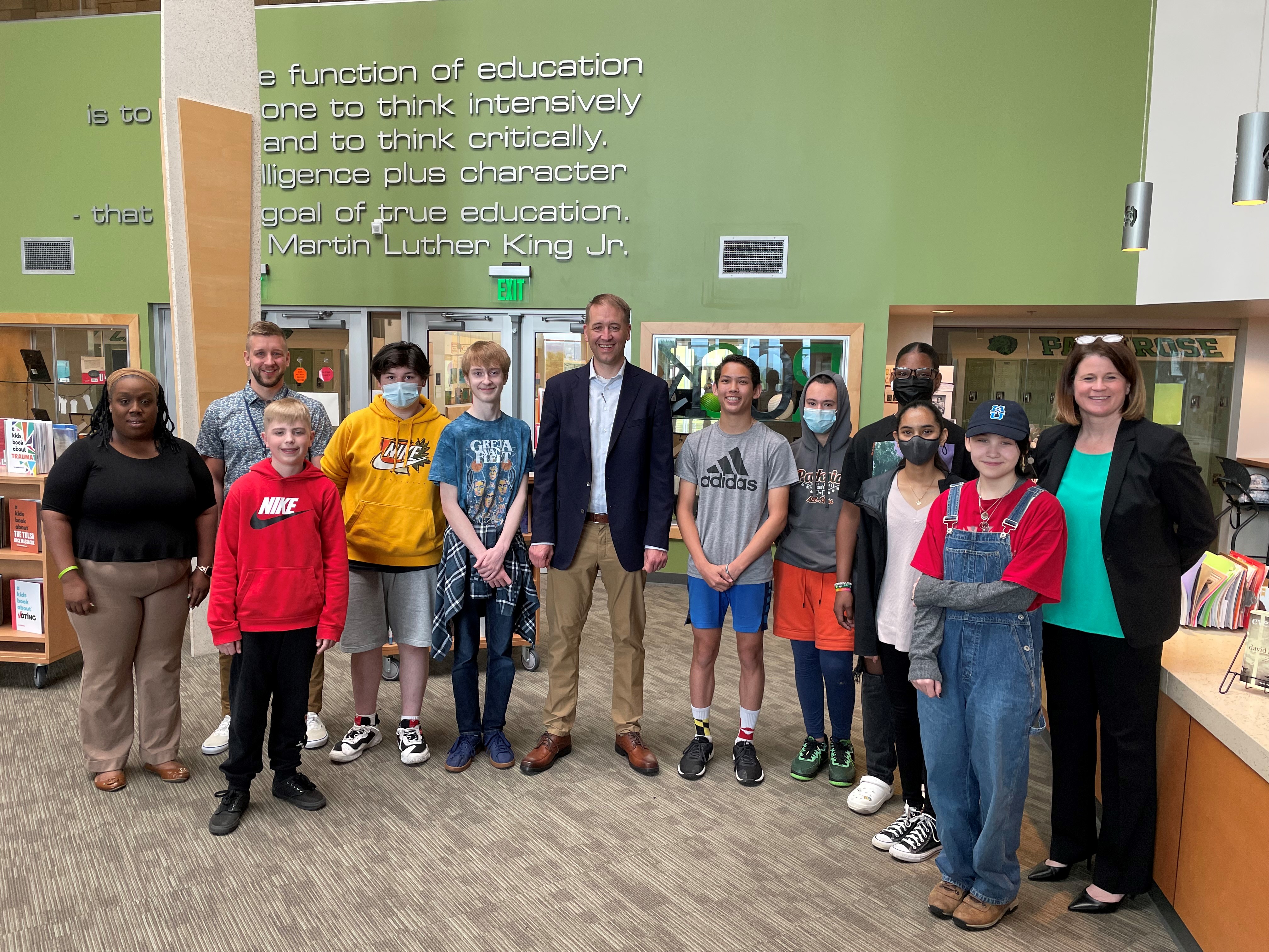 Treasurer Read with Students